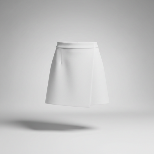 WHITE ASYMMETRIC SKORT
