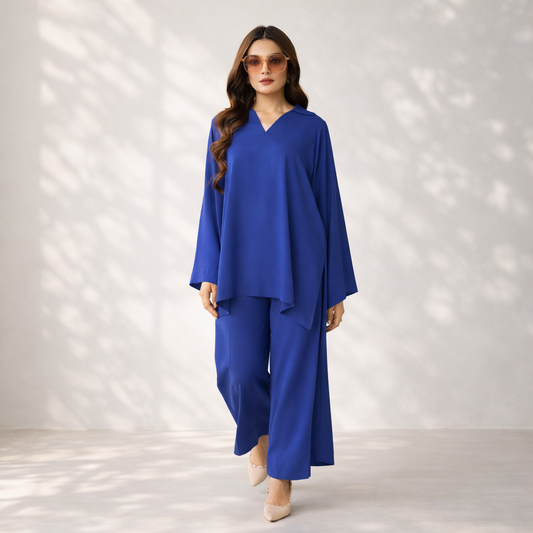 Midnight Blue Flow Co-ord Set – Relaxed Elegance, Refined Style