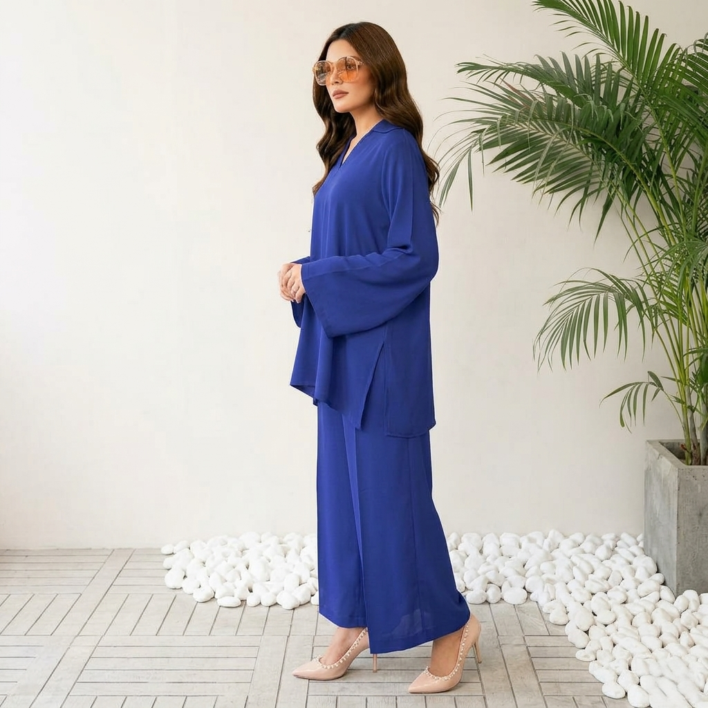 Midnight Blue Flow Co-ord Set – Relaxed Elegance, Refined Style